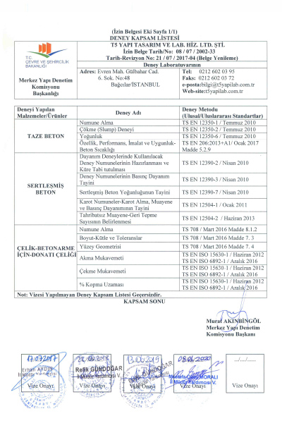 T5 YAPI TASARIM ve LABORATUVAR HİZMETLERİ LTD.ŞTİ.